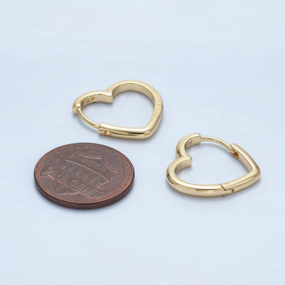 24K Gold Filled 17mm Minimalist Heart Huggie Earrings | AD770
