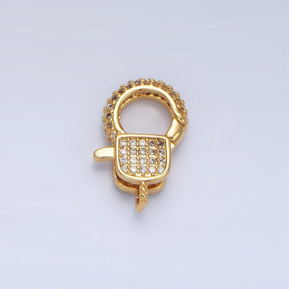 24K Gold Filled 17mm Micro Paved CZ Lobster Claw Clasps Findings | Z1007
