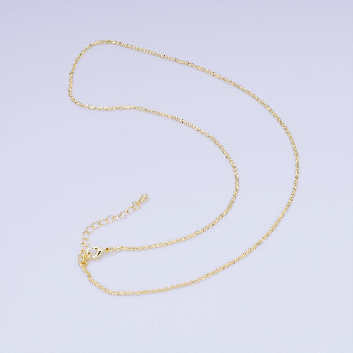 24K Gold Filled 1.7mm Sunburst Hammered Cable 17.5 Inch Chain Necklace | WA-3227