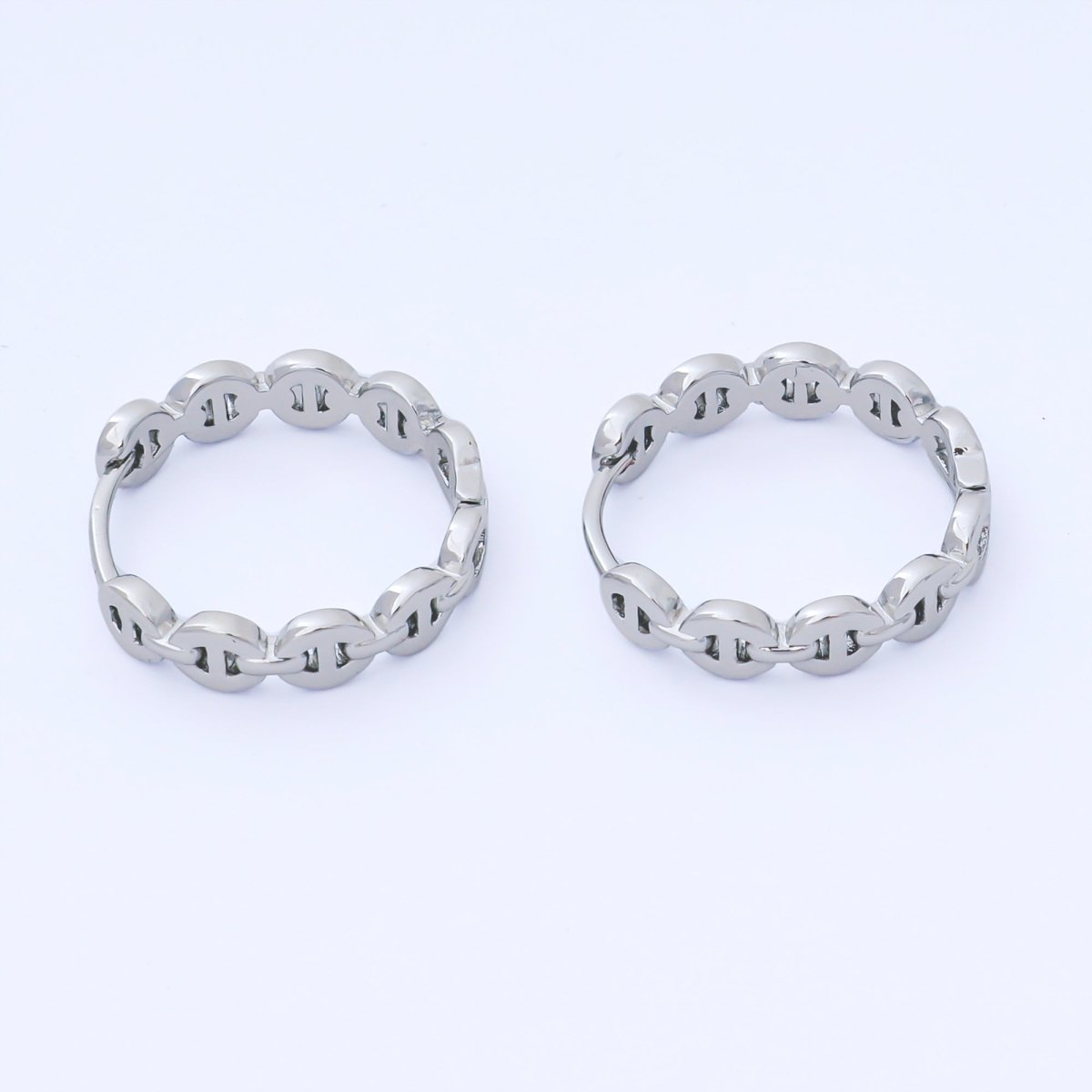24K Gold Filled 20mm Mariner Chain Link Hoops Earrings in Gold &amp; Silver | AB1613 AB1614
