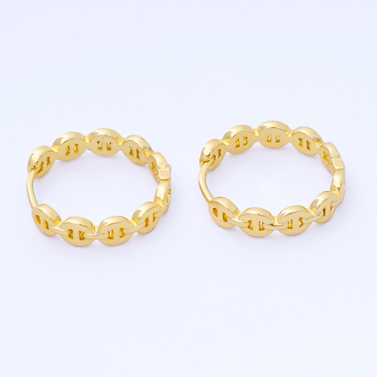 24K Gold Filled 20mm Mariner Chain Link Hoops Earrings in Gold &amp; Silver | AB1613 AB1614
