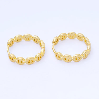 24K Gold Filled 20mm Mariner Chain Link Hoops Earrings in Gold &amp; Silver | AB1613 AB1614