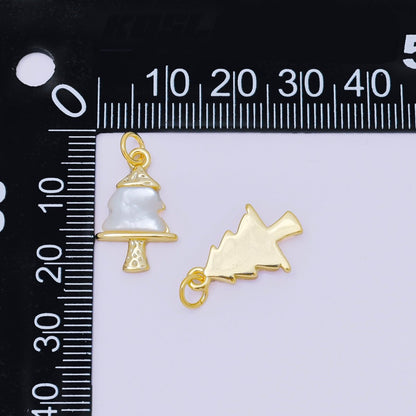 24K Gold Filled 18.5mm Shell Pearl Holidays Christmas Tree Charm | M891