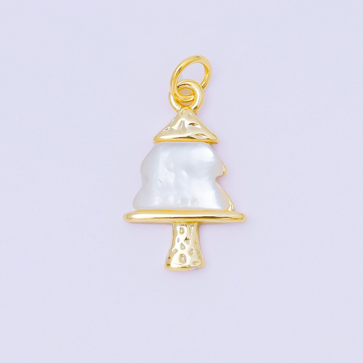 24K Gold Filled 18.5mm Shell Pearl Holidays Christmas Tree Charm | M891