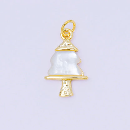24K Gold Filled 18.5mm Shell Pearl Holidays Christmas Tree Charm | M891