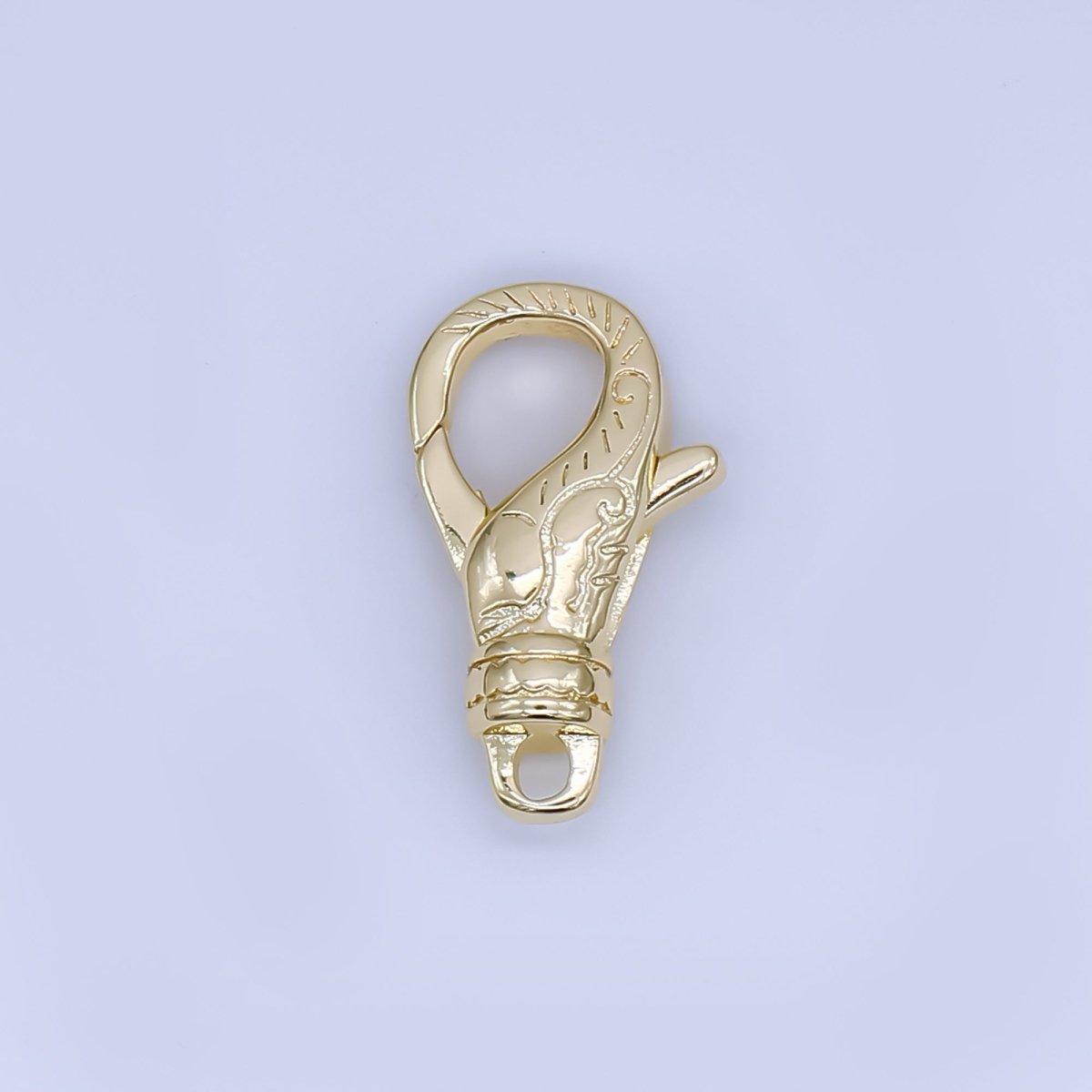 24K Gold Filled 18.5mm Nature Engraved Lobster Clasps Closure Finding in Gold | Z1347
