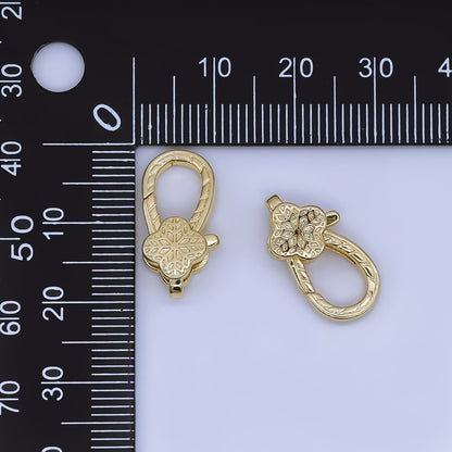 24K Gold Filled 18.6mm Design Textured Snowflake Lobster Clasp Charm Finding | Z1354