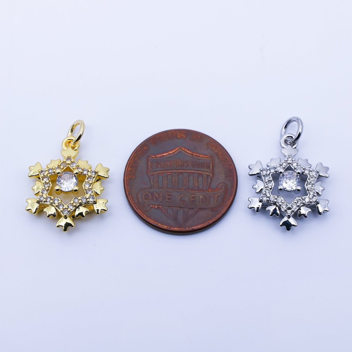 24K Gold Filled 18mm Clear CZ Celestial Star Charm in Gold &amp; Silver | C941