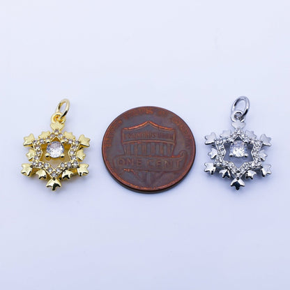 24K Gold Filled 18mm Clear CZ Celestial Star Charm in Gold &amp; Silver | C941