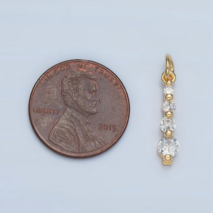 24K Gold Filled 18mm Clear CZ Linear Drop Charm | E915