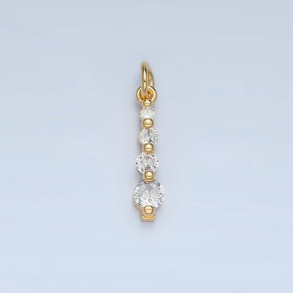 24K Gold Filled 18mm Clear CZ Linear Drop Charm | E915