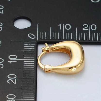 24K Gold Filled 18mm Dome Square Latch Hoop Earrings | T211