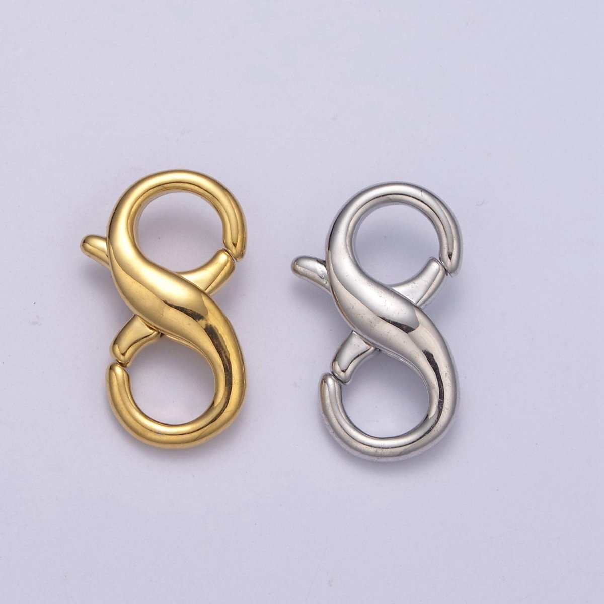 24k Gold Filled 18mm Double Opening Infinity Silver Figure 8 interchangeable Enhancer Clasps for Jewelry Making L-580 L-581
