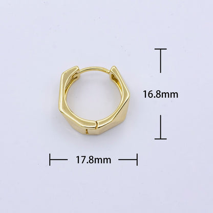 24K Gold Filled 18mm Geometric Abstract Huggie Hoop Earrings | AB1020