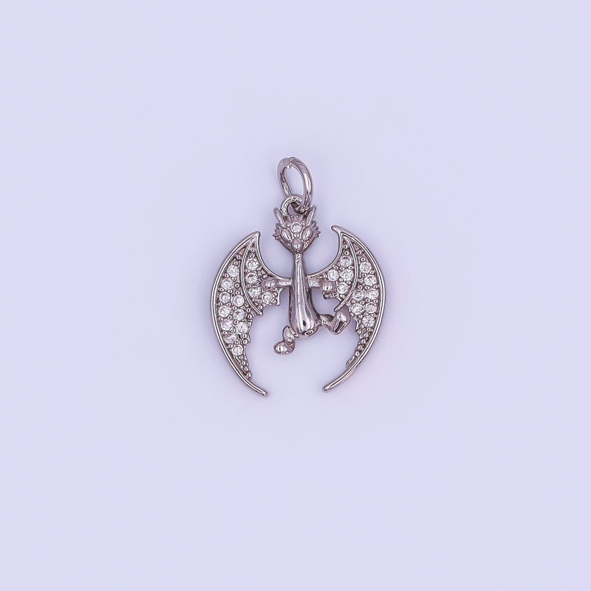 24K Gold Filled 18mm Micro Paved CZ Bat The Mystic Dragon Charm in Gold &amp; Silver | AF495