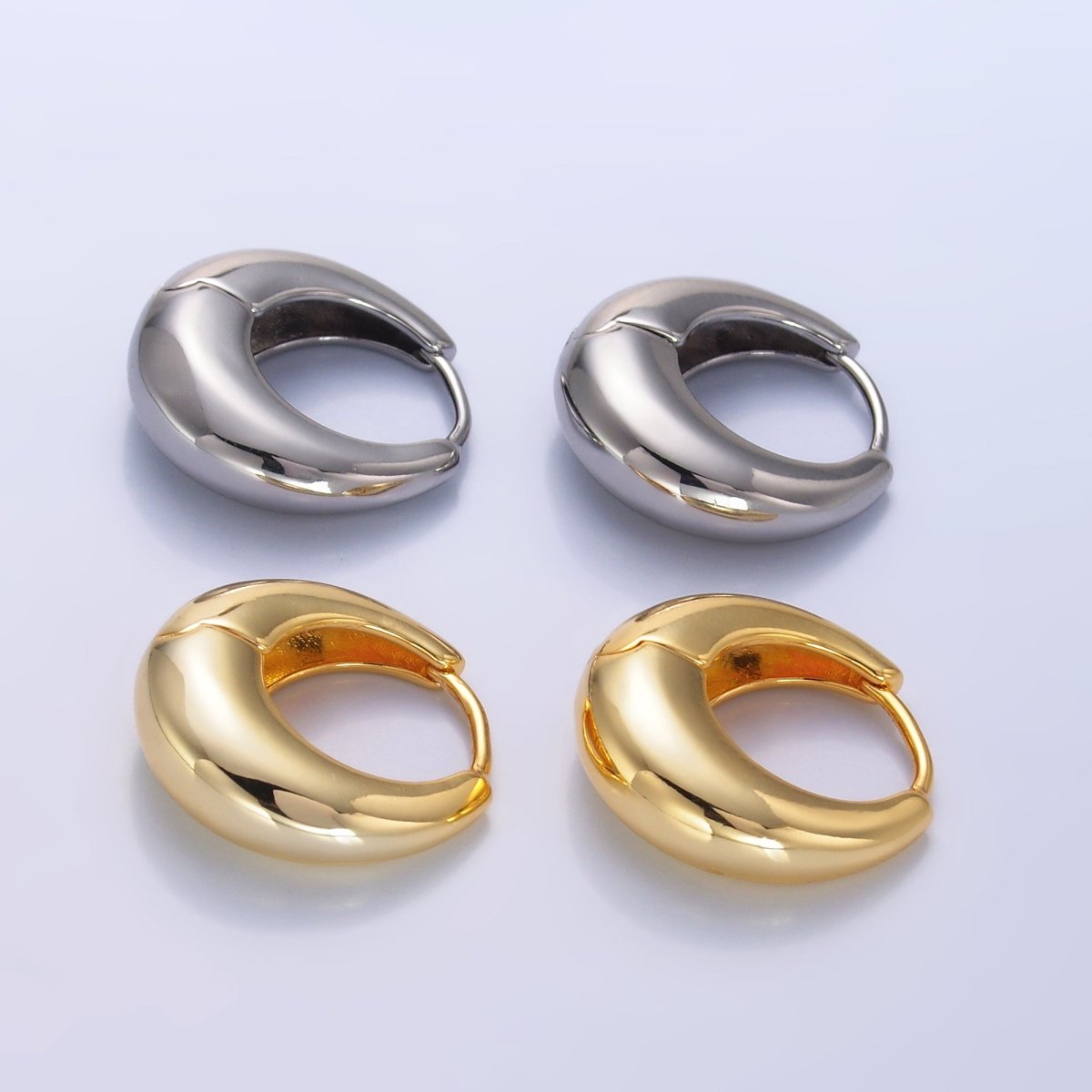 24K Gold Filled 18mm Minimalist Dome Hoop Earrings in Gold &amp; Silver | AB928 AB949