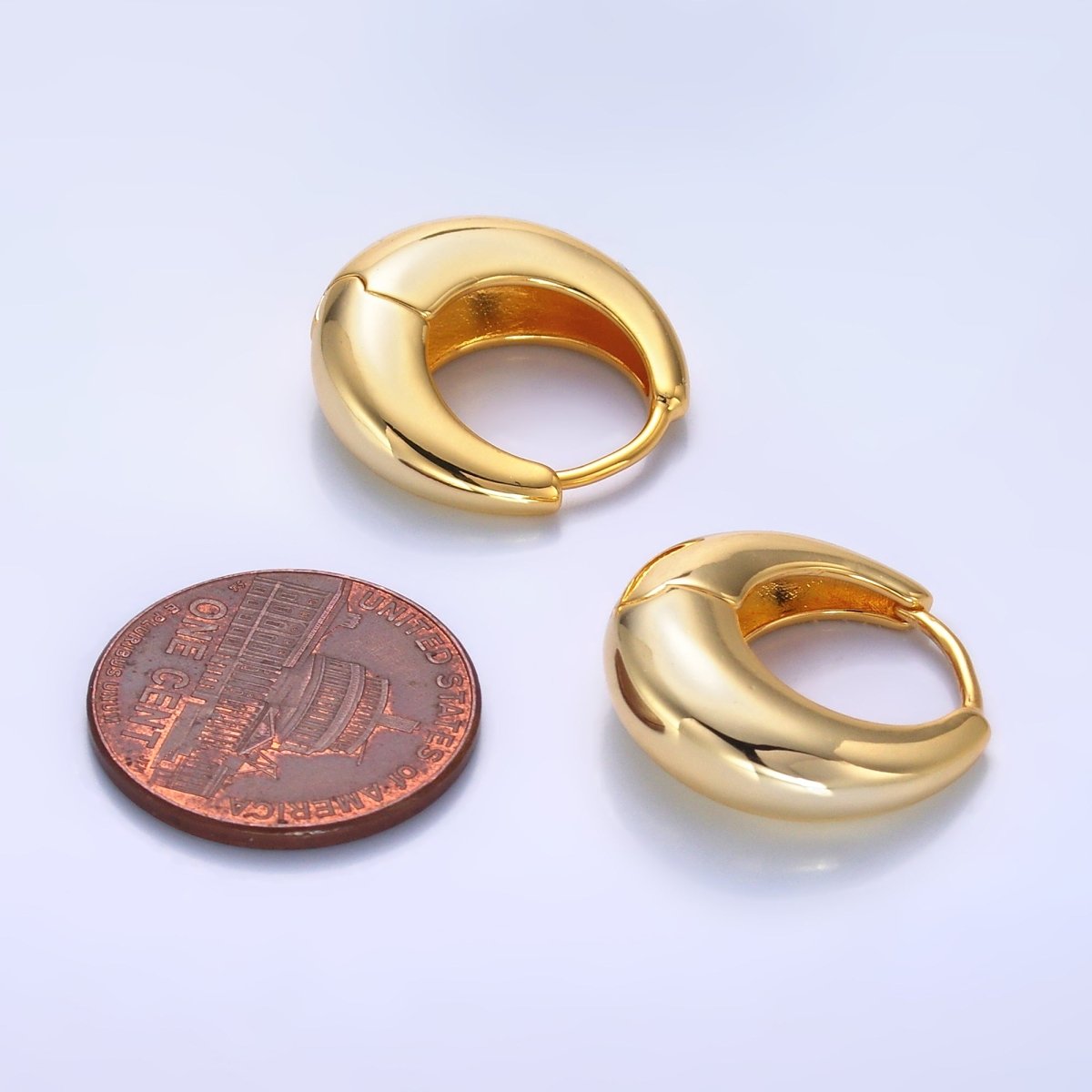 24K Gold Filled 18mm Minimalist Dome Hoop Earrings in Gold &amp; Silver | AB928 AB949