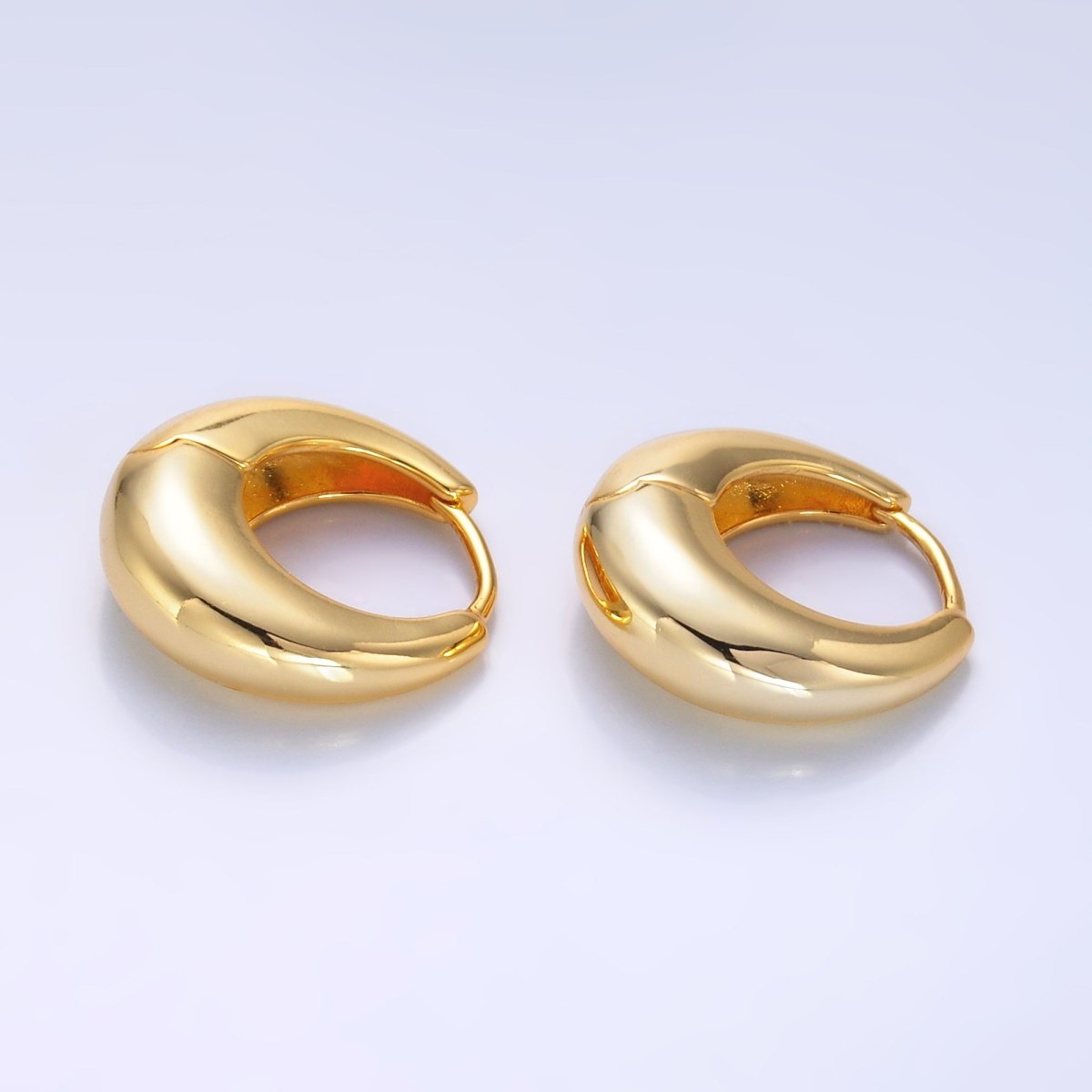 24K Gold Filled 18mm Minimalist Dome Hoop Earrings in Gold &amp; Silver | AB928 AB949