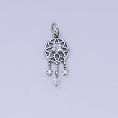 24K Gold Filled 19.5mm Clear, Pink CZ Dreamcatcher Charm in Gold &amp; Silver | AJ469 AJ470