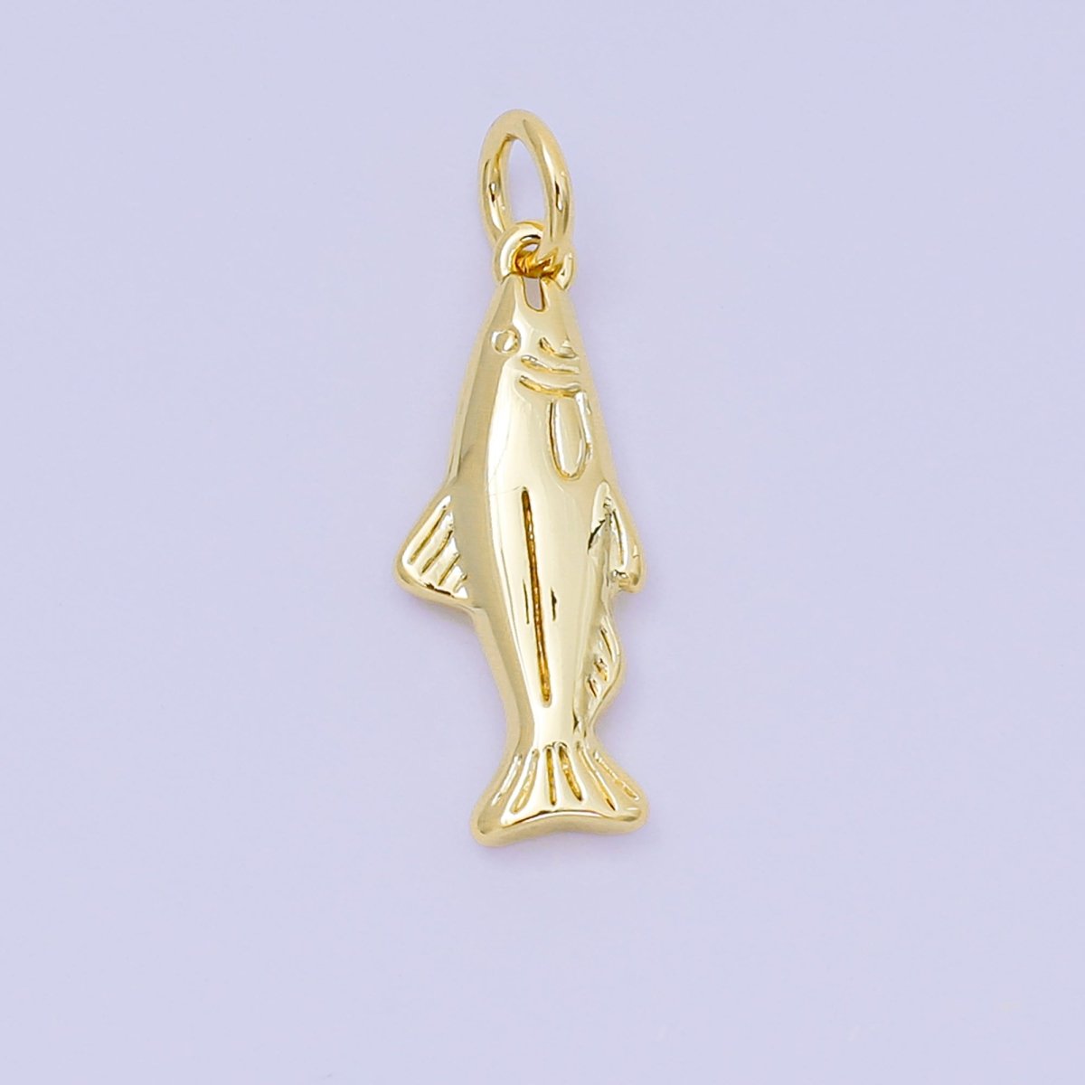 24K Gold Filled 19mm Dainty Salmon Ocean Fish Animal Charm in Gold &amp; Silver | AH604