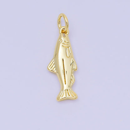 24K Gold Filled 19mm Dainty Salmon Ocean Fish Animal Charm in Gold &amp; Silver | AH604