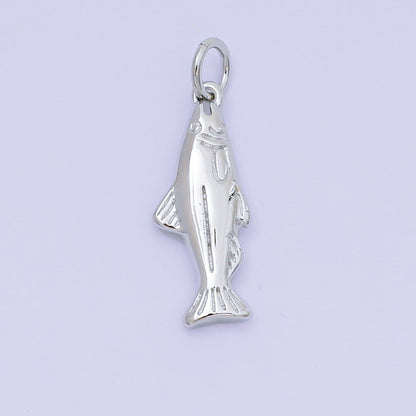24K Gold Filled 19mm Dainty Salmon Ocean Fish Animal Charm in Gold &amp; Silver | AH604