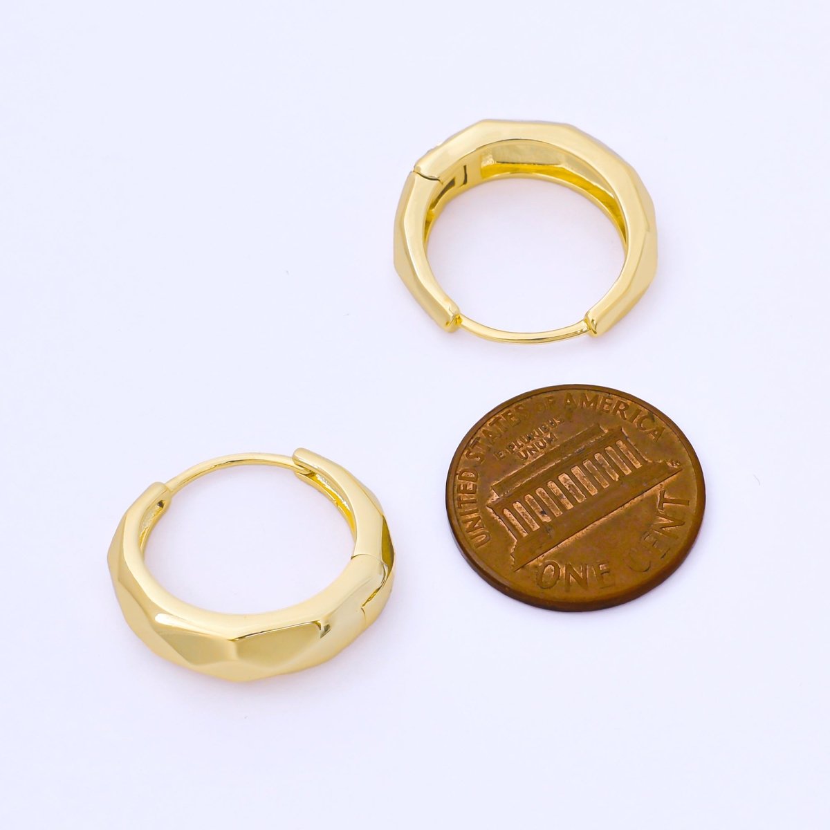 24K Gold Filled 19mm Hammered Textures Dainty Huggie Earrings in Gold &amp; Silver | AB1631 AB1630