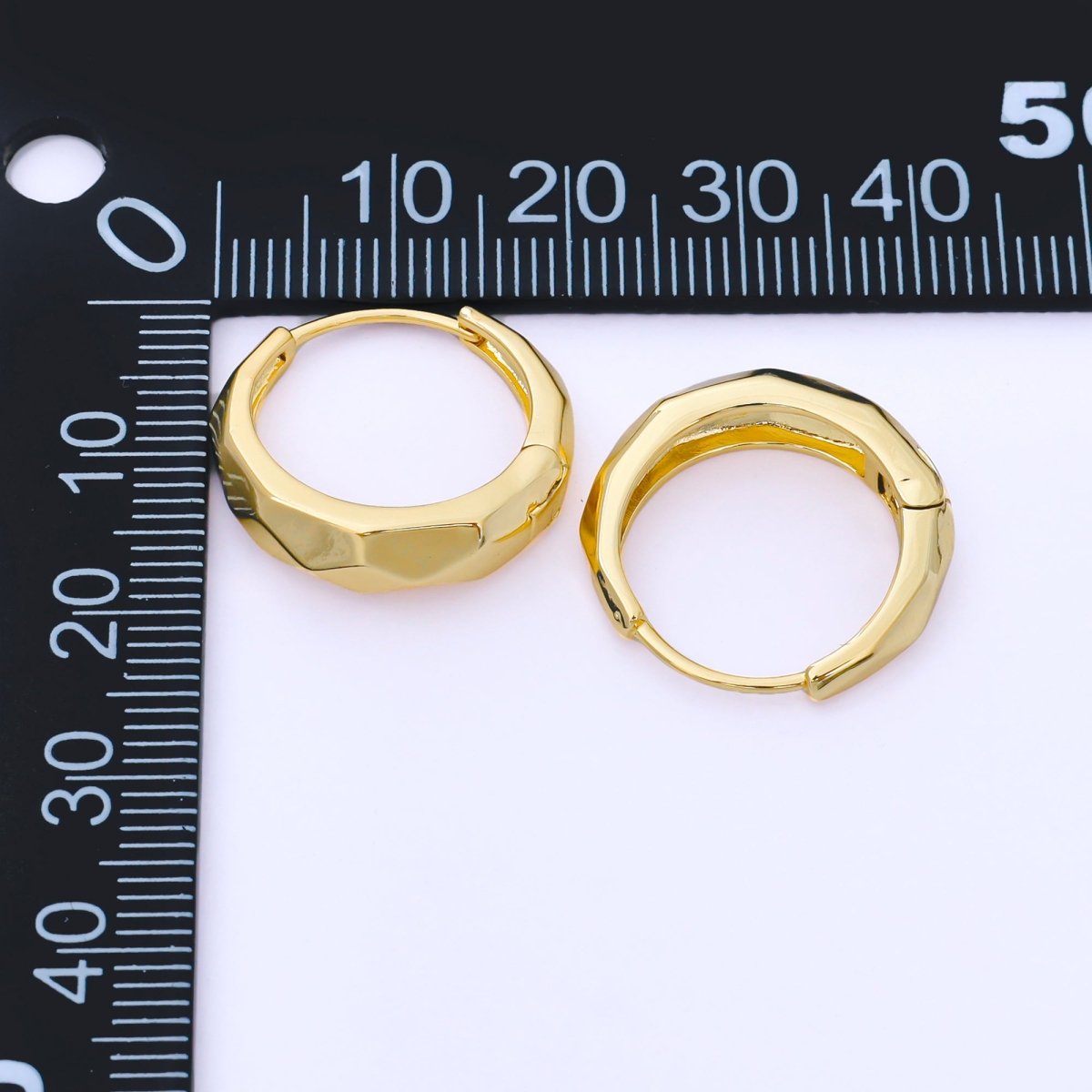 24K Gold Filled 19mm Hammered Textures Dainty Huggie Earrings in Gold &amp; Silver | AB1631 AB1630
