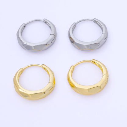 24K Gold Filled 19mm Hammered Textures Dainty Huggie Earrings in Gold &amp; Silver | AB1631 AB1630
