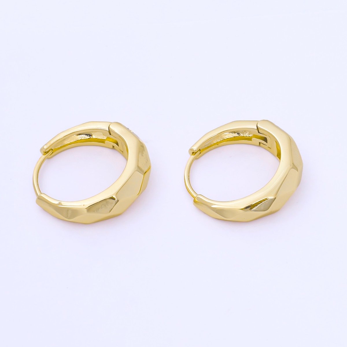 24K Gold Filled 19mm Hammered Textures Dainty Huggie Earrings in Gold &amp; Silver | AB1631 AB1630