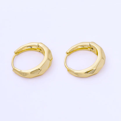 24K Gold Filled 19mm Hammered Textures Dainty Huggie Earrings in Gold &amp; Silver | AB1631 AB1630