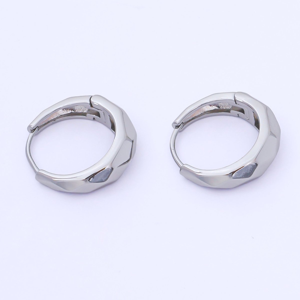24K Gold Filled 19mm Hammered Textures Dainty Huggie Earrings in Gold &amp; Silver | AB1631 AB1630