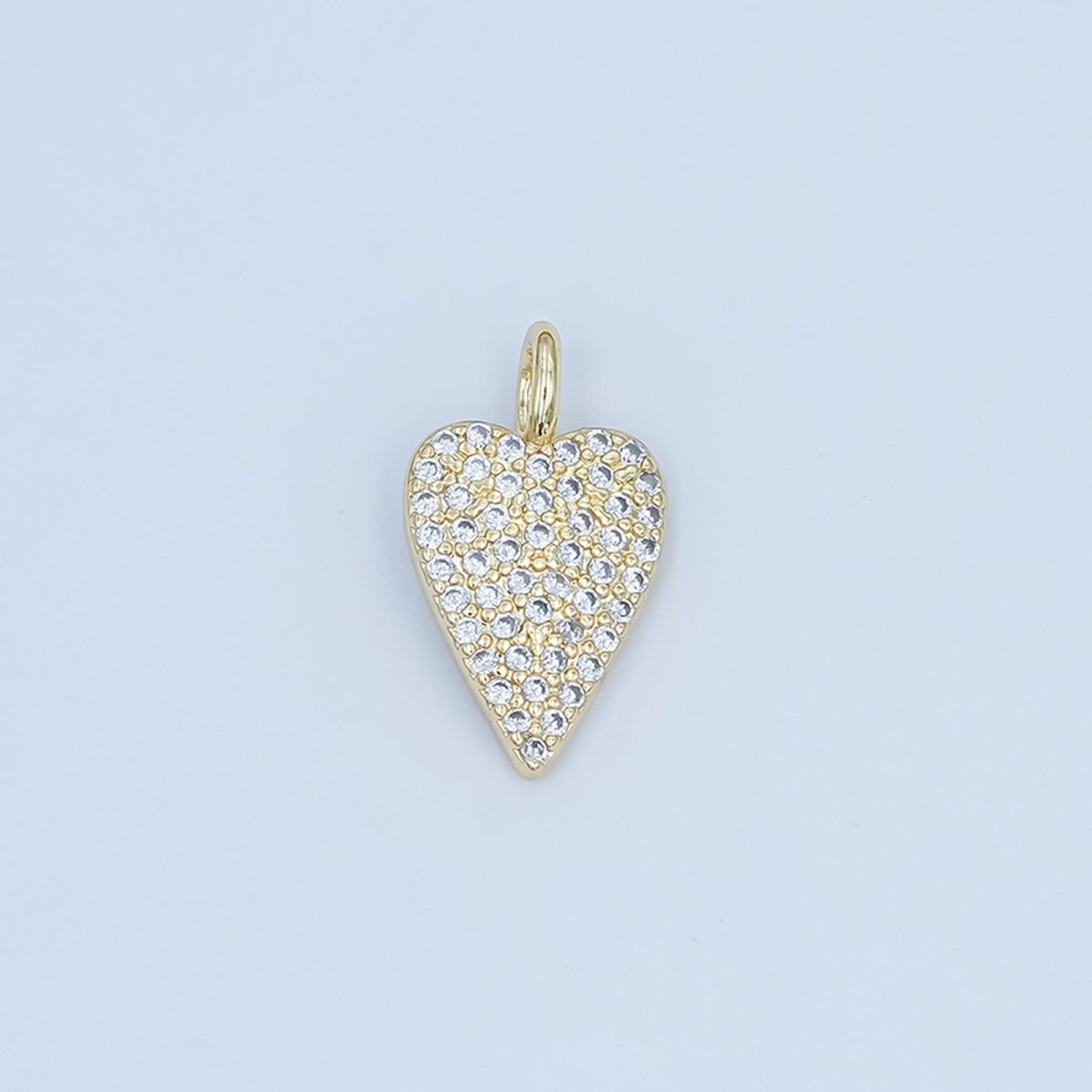 24K Gold Filled 19mm Micro Paved CZ Heart Pendant | C025