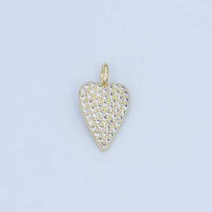 24K Gold Filled 19mm Micro Paved CZ Heart Pendant | C025