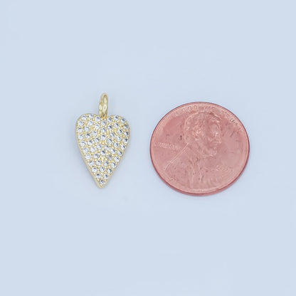 24K Gold Filled 19mm Micro Paved CZ Heart Pendant | C025