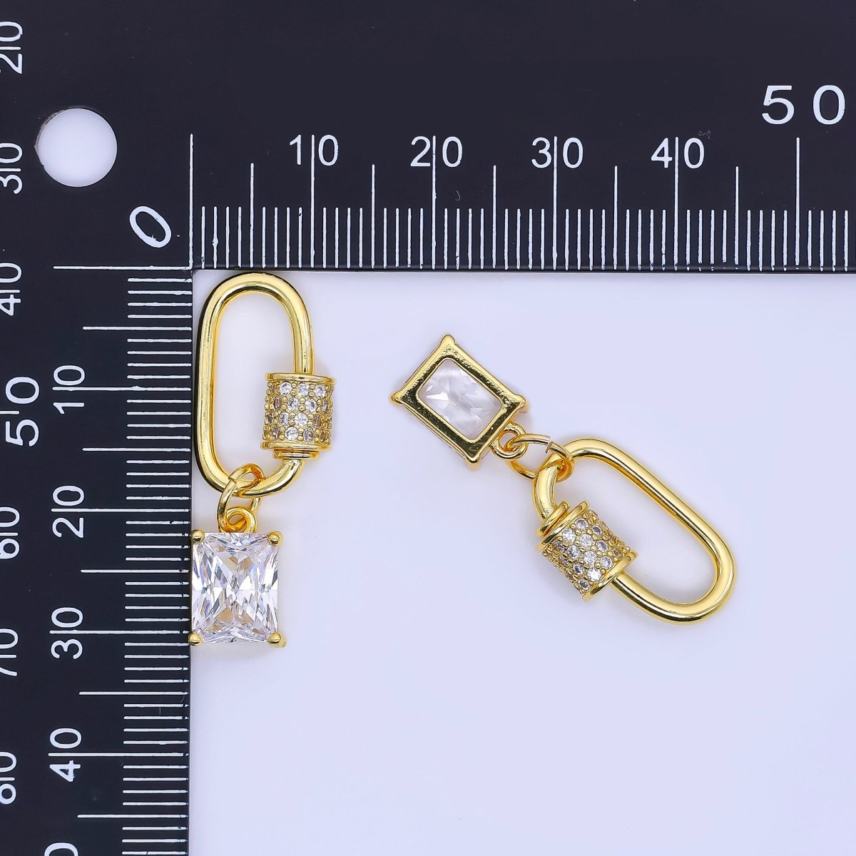 24K Gold Filled 19mm Rectangular CZ Oval Round Screw Clasp Closure Findings | Z1152