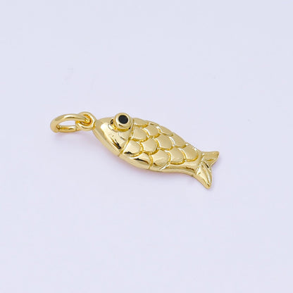 24K Gold Filled 19mm Red, Gold Koi Sardine Fish Charm | AF1286