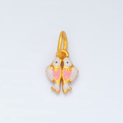 24K Gold Filled Owl Bird Fish Mini Enamel Charm | M148