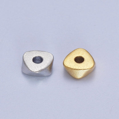 24K Gold Filled 1 Pc 6.5mm Matte Geometric Triangle Bead Supply in Gold &amp; Silver | K-309 K-310
