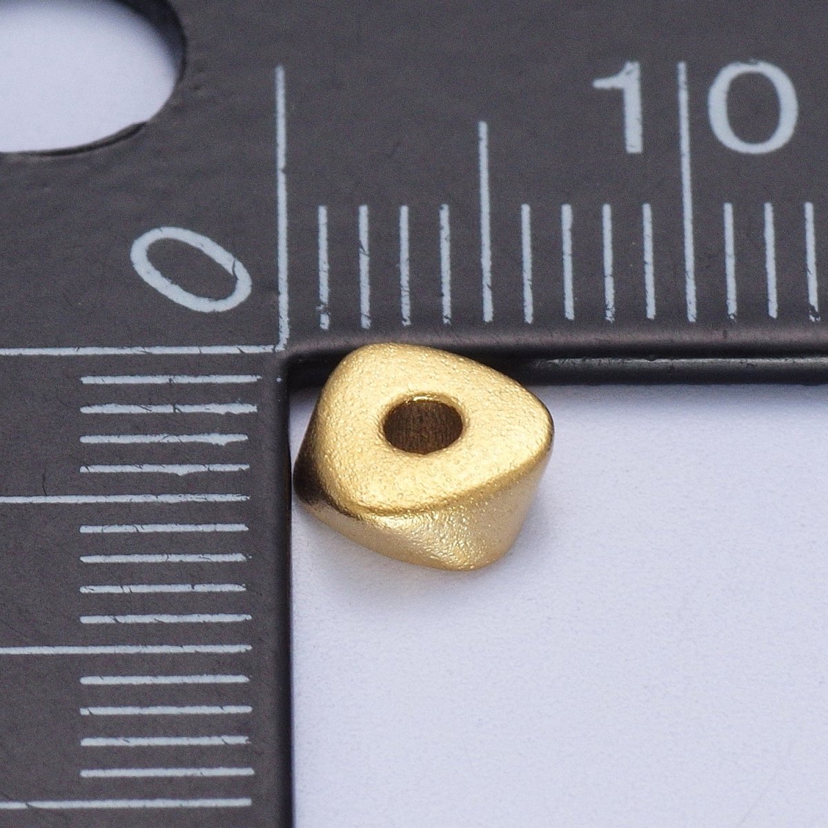 24K Gold Filled 1 Pc 6.5mm Matte Geometric Triangle Bead Supply in Gold &amp; Silver | K-309 K-310
