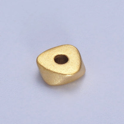 24K Gold Filled 1 Pc 6.5mm Matte Geometric Triangle Bead Supply in Gold &amp; Silver | K-309 K-310