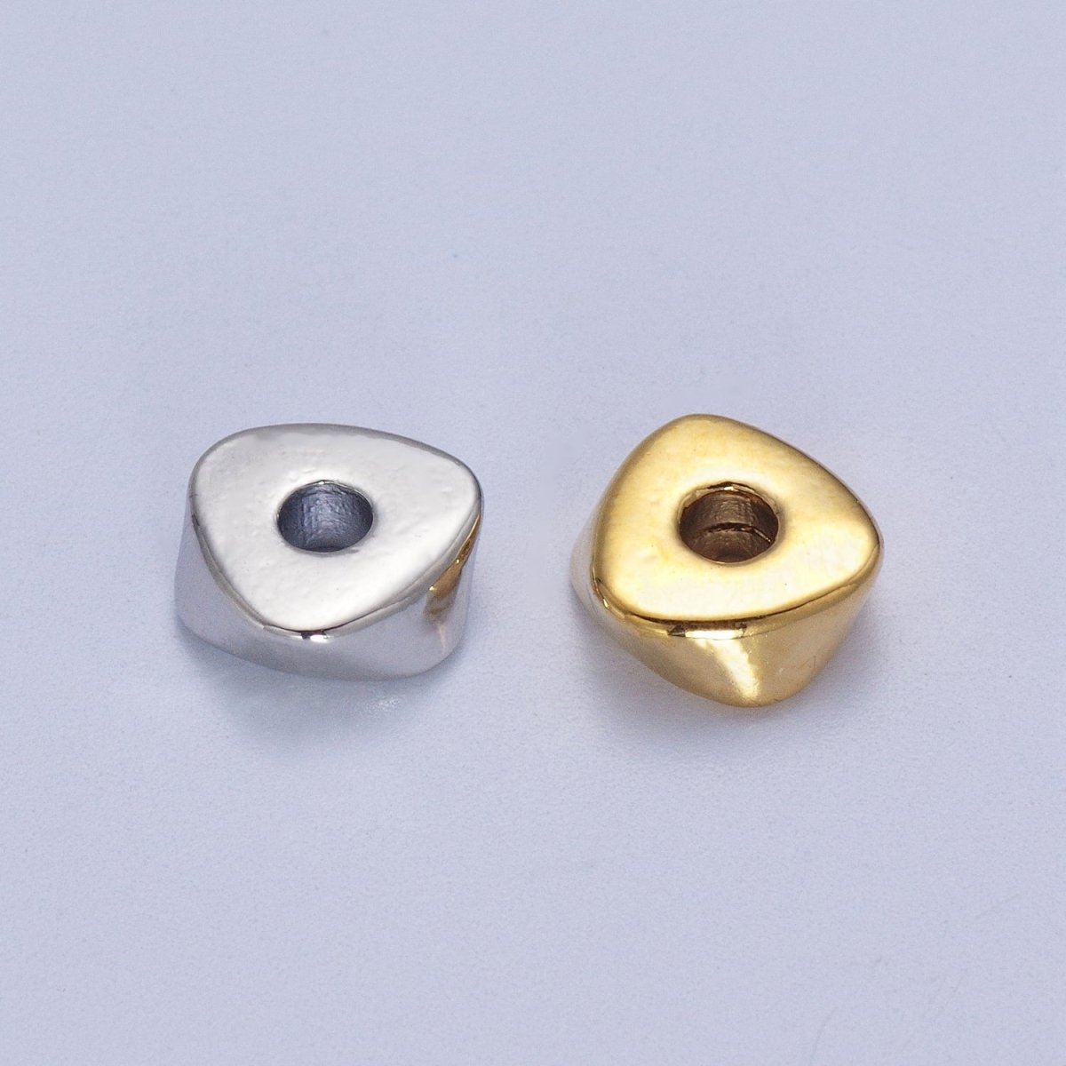 24K Gold Filled 20 Pieces 7.8mm Triangle Geometric Beads Supply in Gold &amp; Silver | K-305 K-306