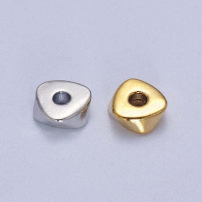24K Gold Filled 20 Pieces 7.8mm Triangle Geometric Beads Supply in Gold &amp; Silver | K-305 K-306