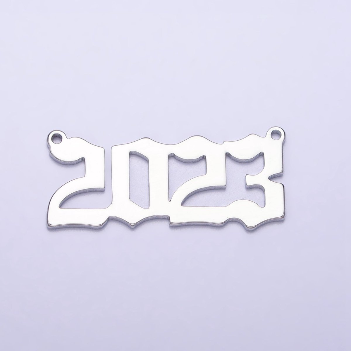 24K Gold Filled "2023" New Year Script Gothic Font Connector in Gold &amp; Silver | Y-851