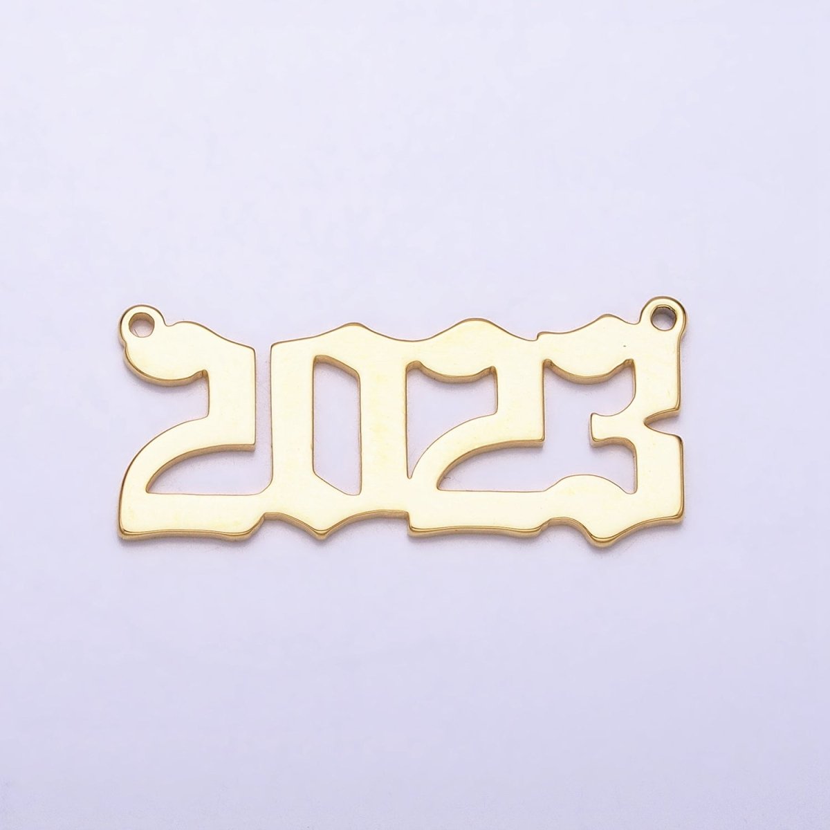 24K Gold Filled "2023" New Year Script Gothic Font Connector in Gold &amp; Silver | Y-851