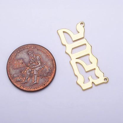 24K Gold Filled "2023" New Year Script Gothic Font Connector in Gold &amp; Silver | Y-851