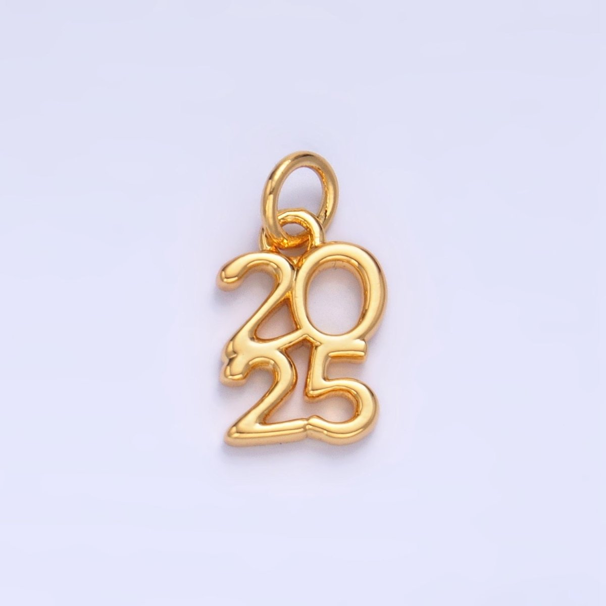24K Gold Filled "2025" Year Script Minimalist Charm in Gold &amp; Silver | E663