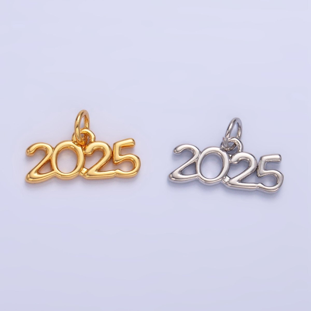 24K Gold Filled "2025" Year Script Minimalist Charm in Gold &amp; Silver | M023