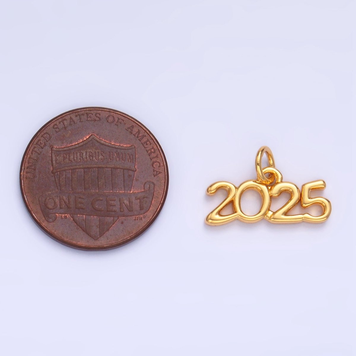 24K Gold Filled "2025" Year Script Minimalist Charm in Gold &amp; Silver | M023