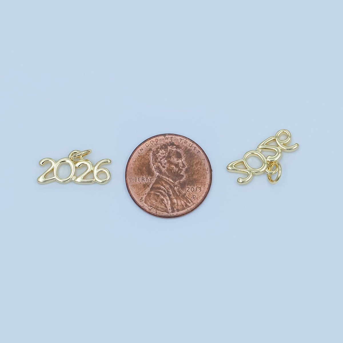 24K Gold Filled "2026" Year Script Minimalist Charm | N095